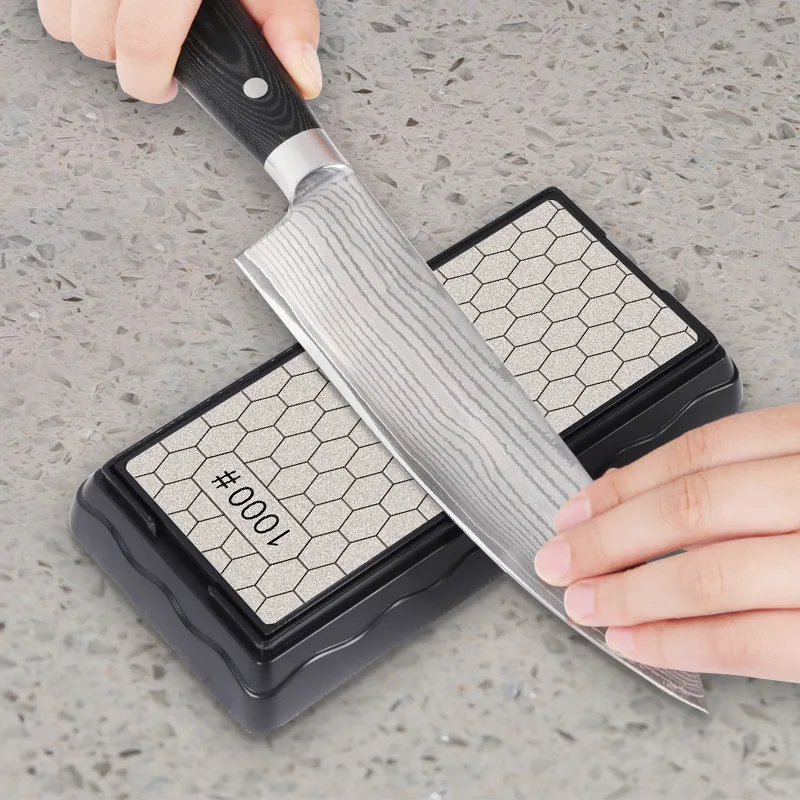 Image of Natural Double-Sided Diamond Whetstone Knife Sharpener for Chef Knives – 400/600/1000/1200 Grit Kitchen Sharpening Stone Set
