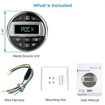 Image de Radio Marine Étanche Bluetooth MP3 pour Bateau, ATV, UTV, RZR