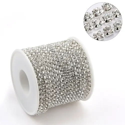 Image de Chaîne Paillettes Strass Cristal - Bordure décorative pour couture et bricolage