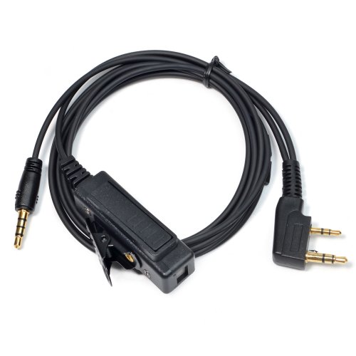 Imagen de Adaptador de Audio para Auriculares de Radio K1 a 3.5mm con Micrófono Integrado Compatible con Walkie Talkie Kenwood, Baofeng UV-5R, UV-82, BF-888S