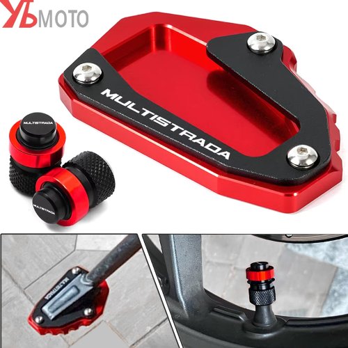 Immagine di Per DUCATI Multistrada 950 1100 1260 1200 S GT 1200S V4 Accessori Moto Cavalletto Cavalletto Laterale Estensione Pad Tappi Valvola
