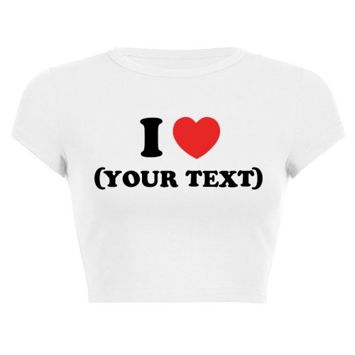 Immagine di T-shirt Donna Crop Top Personalizzabile con Testo a Scelta - Stile Estivo Casual, Maniche Corte, Collo Ritagliato, Aderente e Morbido per un Look Moderno e Tendenza