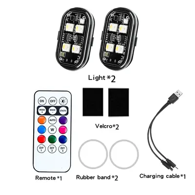 Lumières LED Stroboscopiques RGB Sans Fil pour Voiture, Moto, Avion & Hélicoptère