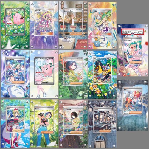 Afbeelding van Pokemon Acryl Uitgebreid Kunstwerk Vitrine Parasol Lady Lisia Iono Lillie Irida Kaart Uitgebreid Schilderij Psa Display Rack Gift