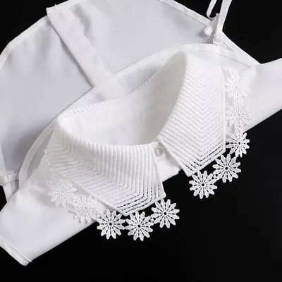 Image de Faux Col Coréen Brodé - Style Élégant & Détachable