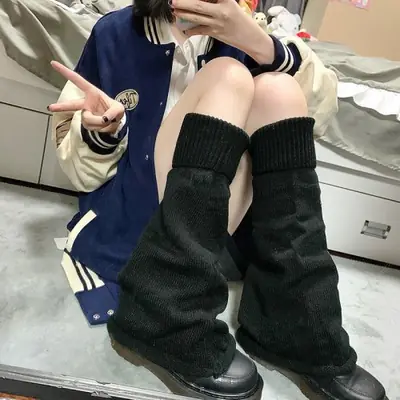 Image de Jambières Rayées Lolita Kawaii - Chaussettes Longues Hiver