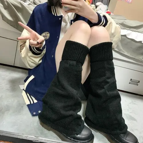 Image de Jambières Rayées Lolita Kawaii - Chaussettes Longues Hiver
