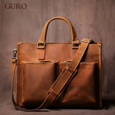 Image de Sac à Main en Cuir Vintage pour Homme - Élégant & Pratique