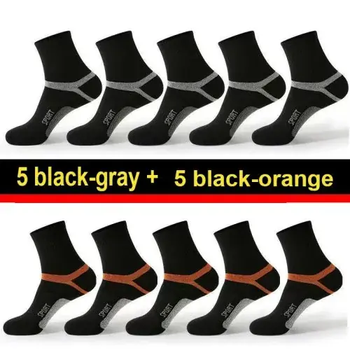 Image de Chaussettes Sport Homme - 10 Paires Noires Respirantes