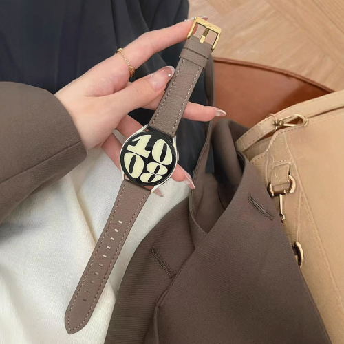 Zdjęcie Pasek skórzany 20 mm i 22 mm do Samsung Galaxy Watch 7, FE, 5, Pro, 4, 6, Classic 44 mm i 40 mm – elegancka sportowa bransoletka zamienna dla zegarków Samsung