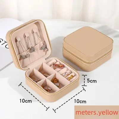 Boîte de Rangement Bijoux Portable en Cuir PU