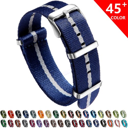 Immagine di Cinturino per Orologio in Nylon 20mm e 22mm - Cinturini Comodi, Lavabili, Stile Militare con Chiusura Loop per Orologi da Uomo