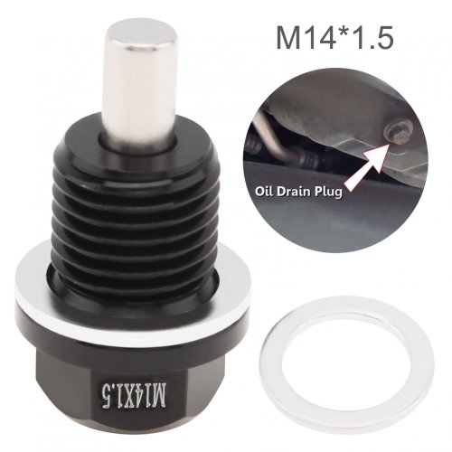 Image of M14 x 1.5 Aluminum Magnetic Oil Drain Plug with Crush Washer Gasket – Universal Fit for Honda, Ford, Hyundai and More