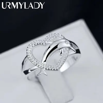 Image de Bague Coeur Dauphin en Argent Sterling 925