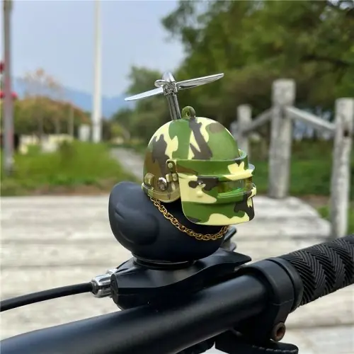 Image de Cloche de Vélo Canard Noir avec Sangles Élastiques - Jouet Amusant pour Enfants