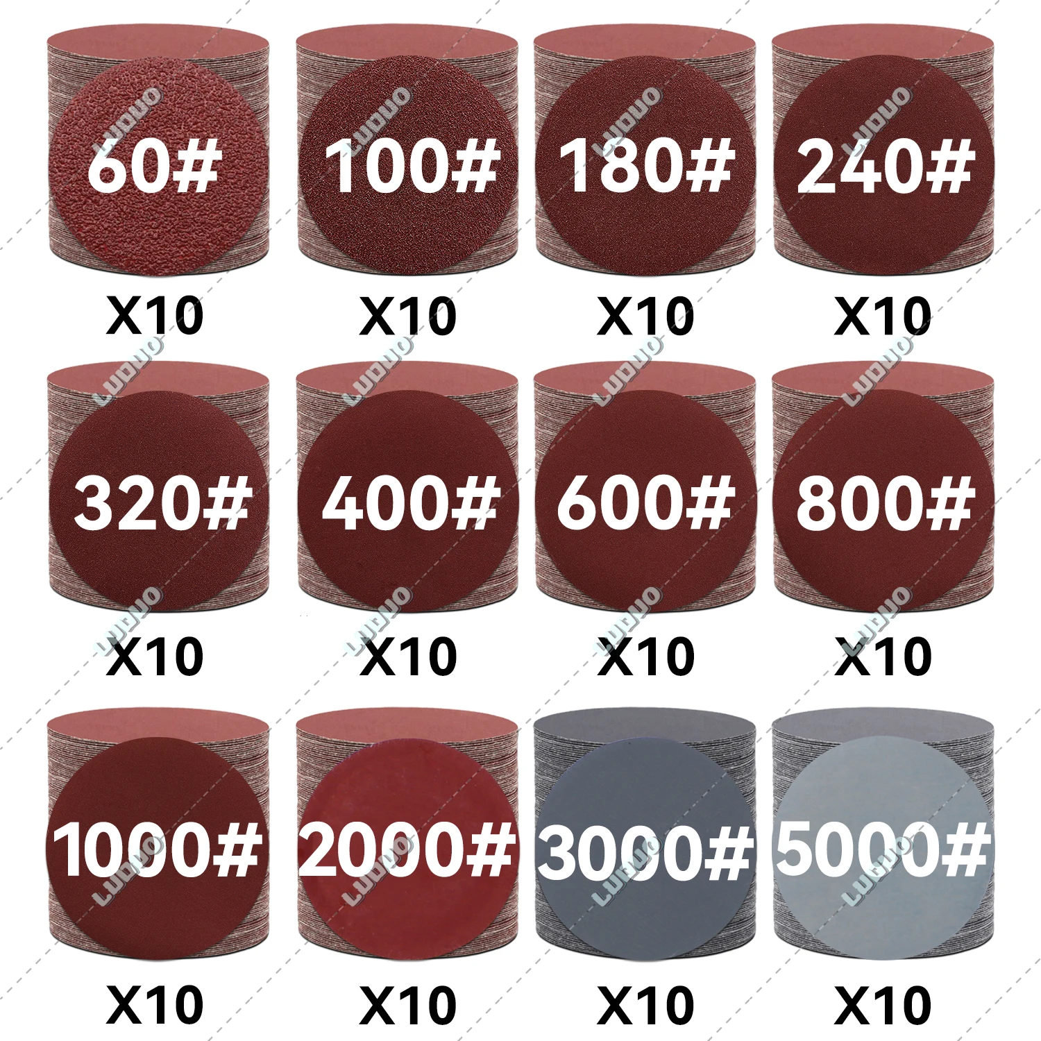 Image of Complete 60-Piece Hook-and-Loop Sandpaper Set for Car Detailing, Headlight Restoration, and Polishing Tasks