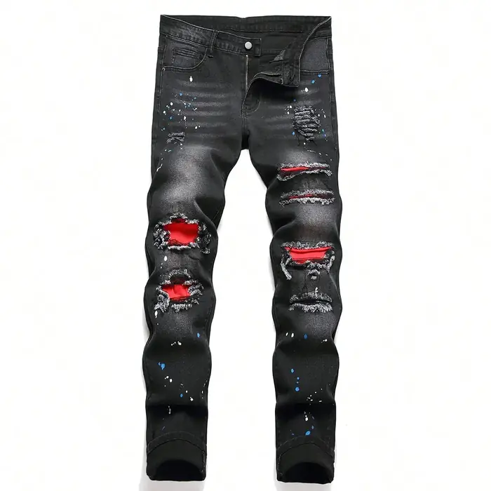Image de Jeans Slim Déchiré Homme - Style Y2K & Hip Hop