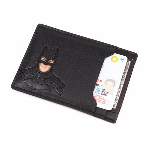 Imagen de Cartera de Identificación de Murciélago para Hombre - Funda Delgada de Cuero con Tarjetero y Recorte de Máscara de Superhéroe, Regalo Ideal para Marido, Adolescentes, Niños y Amigos