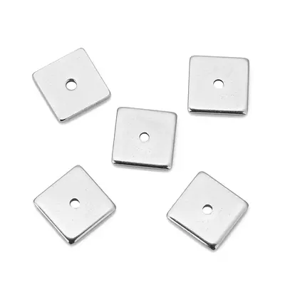 Image de Perles Carrées en Acier Inoxydable - 50 pcs pour Bijoux DIY