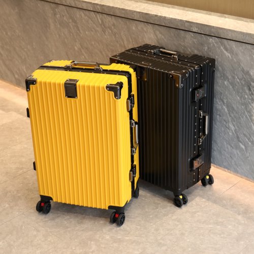 Immagine di Valigia per bagagli Telaio in alluminio 20 Trolley Ruote universali 24 Studenti maschi femminili 26 Password durevole Custodia in pelle da 28 pollici