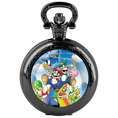 Image de Montre de Poche Vintage en Verre Dôme avec Chaîne