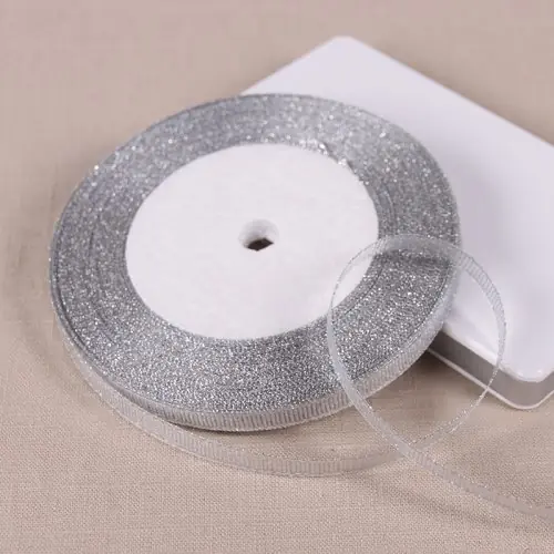 Image de Ruban Satin Pailleté Argent & Or - 25 Yards