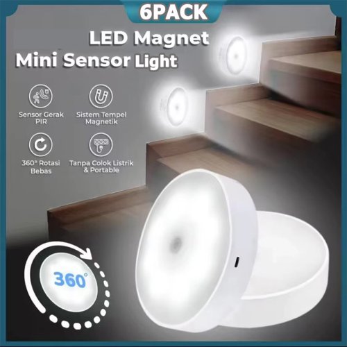 Image of Smart PIR Motion Sensor LED Night Light – USB Rechargeable Wireless Night Lamp for Kitchen Cabinets, Wardrobes, Staircases & Closets