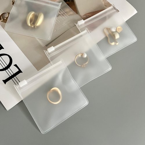 Imagen de Bolsas Transparentes de EVA Esmeriladas con Cremallera para Joyas - Organizador de Almacenamiento Hecho a Mano para Pendientes, Collares y Pulseras
