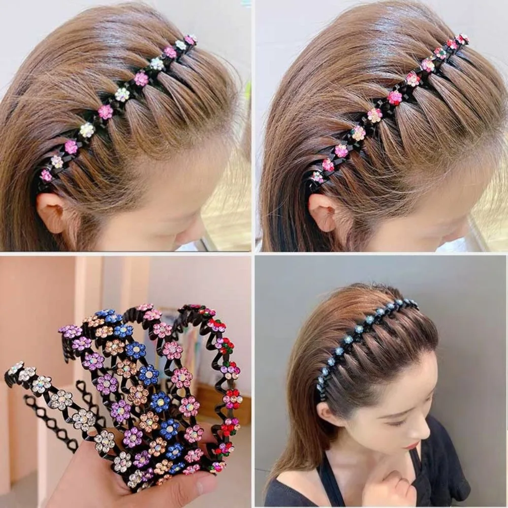Afbeelding van Elegante Antislip Strass Haarbanden met Effene Golf Design – Modieuze Hoofdbanden voor Vrouwen en Meisjes