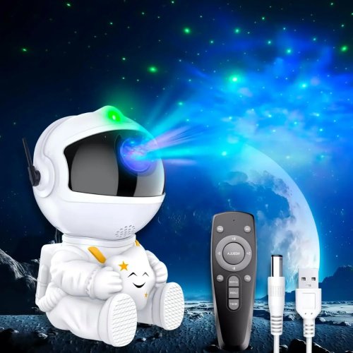 Zdjęcie Projektor Gwiazd Galaktyki Lampka Nocna Astronauta Gwieździste Niebo Atmosfera LED do Pokoju Dziecięcego Dekoracja Sufitu Prezent dla Dzieci