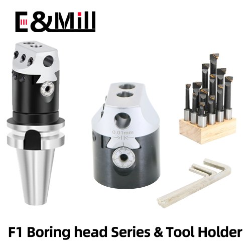 Imagen de Cabezal Perforador F1 de 2, 3 y 4 Pulgadas con Soporte para Herramientas de Fresado y Barra Perforadora de 50, 75 y 100 mm - Compatible con Tornos y Llave Hexagonal