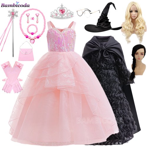 Immagine di Costume da Glinda la Strega Buona - Abito Rosa Principessa per Cosplay, Feste di Halloween e Carnevale per Bambini e Adulti