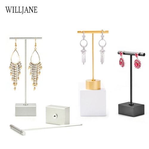 Afbeelding van Moderne Sieraden Oorbellen Display Houder T Bar Rek Toren Metalen Oorbel Beugel Organizer Oorknopjes Opknoping Opslag Plank