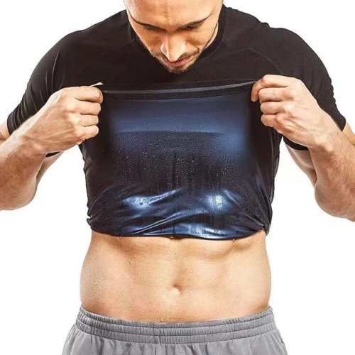 Imagen de Chaleco de Sauna para Hombre con Camisa de Manga Corta: Ropa Moldeadora que Atrae el Calor, Promueve el Sudor y Ayuda a Reducir la Cintura – Ideal para Entrenamientos y Control de Peso