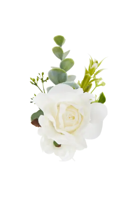 Image de Boutonnière de Mariage en Soie - Élégance Florale pour Marié et Demoiselle d'Honneur