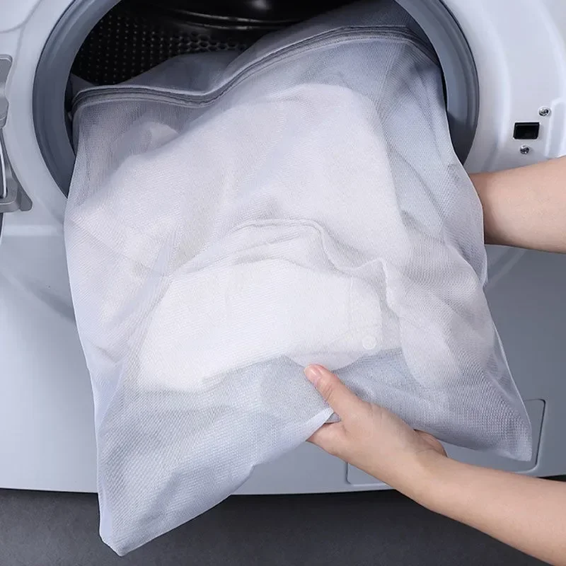 Imagen de Bolsa de lavandería grande y duradera, color blanco, organizador de malla, red, sujetador sucio, calcetines, ropa interior, almacenamiento de zapatos, cubierta para lavadora de ropa, nuevo