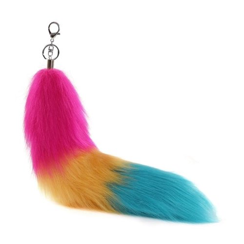 Image of Soft Faux Fur Fox Tail Keychain – Adorable Plush Animal Keyring for Handbags, Backpacks & Cosplay Accessories