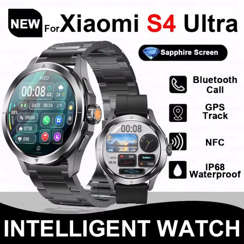 Zdjęcie Nowość dla Xiaomi S4 Ultra Outdoor Sports Smart Watch Men 1,53 cala AMOLED NFC GPS Compass Tętno Wodoodporny BT Call Smartwatch