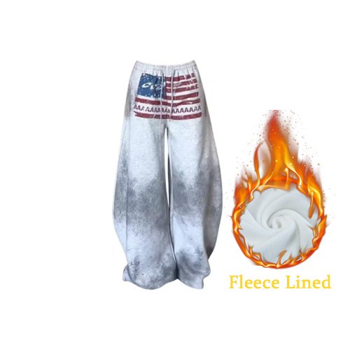 Afbeelding van Y2K Baggy Joggers met Amerikaanse Vlag – Harajuku Stijl