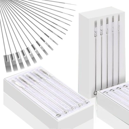 Image of Premium Sterilized Tattoo Needles for Permanent Makeup & Body Art – 50-Pack with 20, 10, 5pcs in Various Sizes (1-15RL, RS, M1, RM) for Professional Tattoo Machines