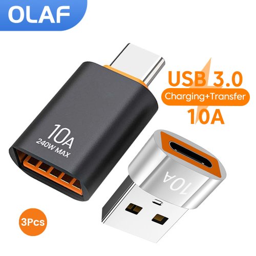 Adattatore da USB 3.0 a tipo C OTG 10A USB femmina a tipo c maschio Adattatore di ricarica rapida OTG USB C per PC portatile Xiaomi Samsung
