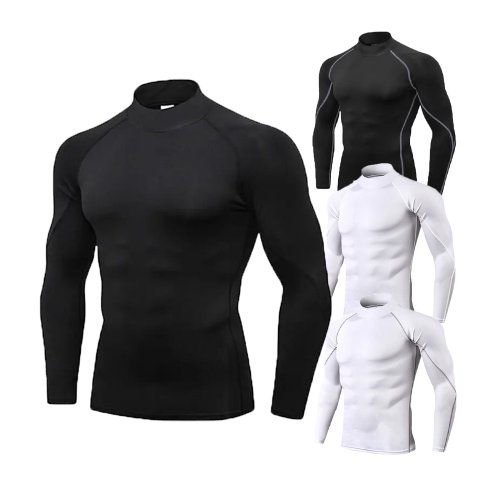 Afbeelding van Herensportshirt met lange mouwen - Sneldrogend compressiemateriaal voor fitness, hardlopen en dagelijks gebruik in lente en herfst