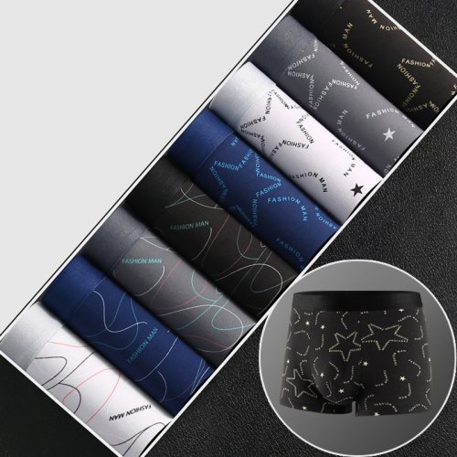 Image of 4/8Pcs Man Boxers Printed Underpants U Convex Panties Male Fashion Comfortable Shorts Mens Solid Breathable Soft Underwear L-4XL