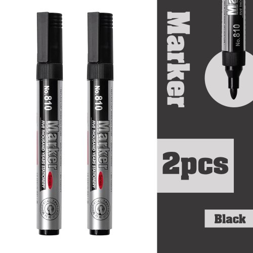 Immagine di 2/5/10 pezzi pennarello oleoso permanente inchiostro nero 2.0mm impermeabile ad asciugatura rapida per metallo, plastica, piastrelle, vetro, scuola e materiale per ufficio