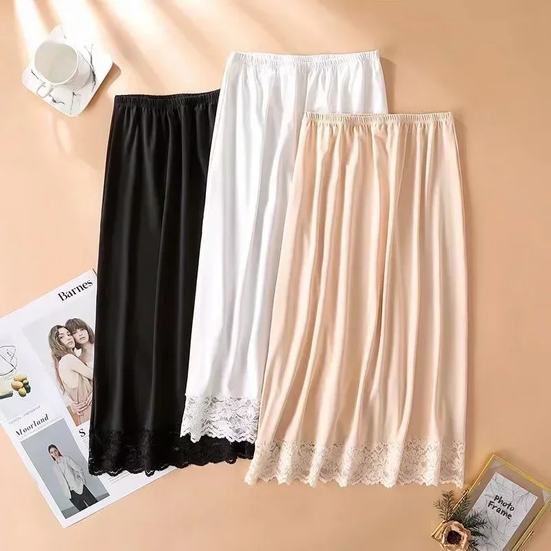 Image of Elegant Summer Lace Underskirt for Women – 3 Lengths Petal-Soft Petticoat Slip with Safety Skirt Lining & Oversized Fit Under Dress