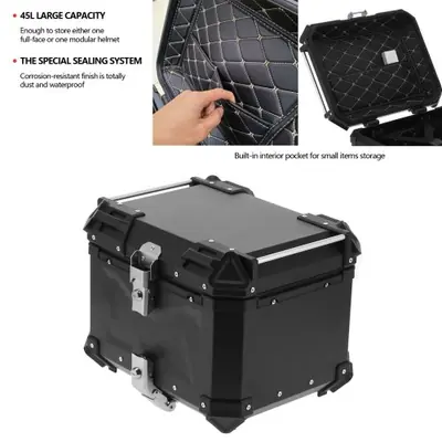 Image de Boîte de Rangement Moto 45L - Aluminium Noir