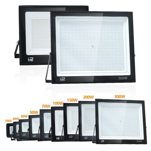 Afbeelding van Waterdichte LED Schijnwerper 20W-300W AC110-220V, Zwart Gehuis, IP66, Buitenverlichting voor Tuin, Straat, Poort en Muur