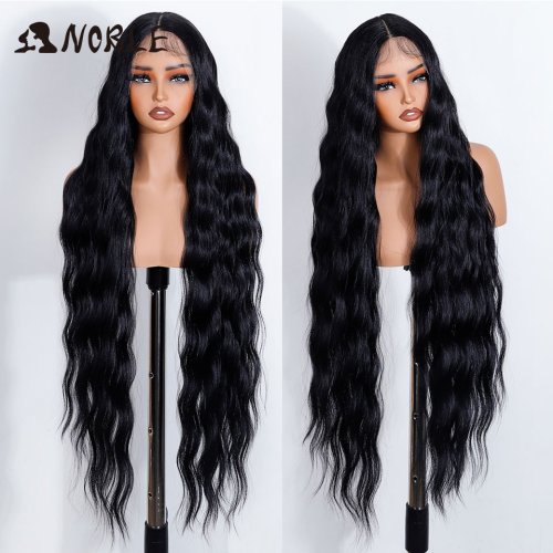 Image of Natural-Looking 36-Inch Long Wavy Synthetic Lace Front Wig with Ombre Blonde Color for Women – Perfect for Cosplay, Daily Wear, and Special Occasions