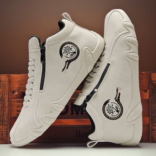 Afbeelding van Stijlvolle Heren Enkellaarsjes met Zachte Zool – Comfortabele Hoge Sneakers voor Outdoor & Casual Gebruik