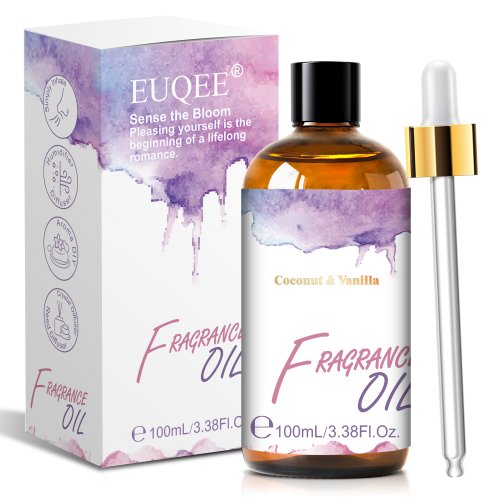 Immagine di Olio Profumato Naturale al Cocco e Vaniglia 100 ml – Diffusore per Umidificatori, Muschio Bianco, Gomma da Masticare, Olio Essenziale di Orchidea Nera per Candele Artigianali